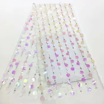 

2020 new quality large sequined lace lace fabric lace fabric with colorful Latin dress net, royal party dress YYZ78883