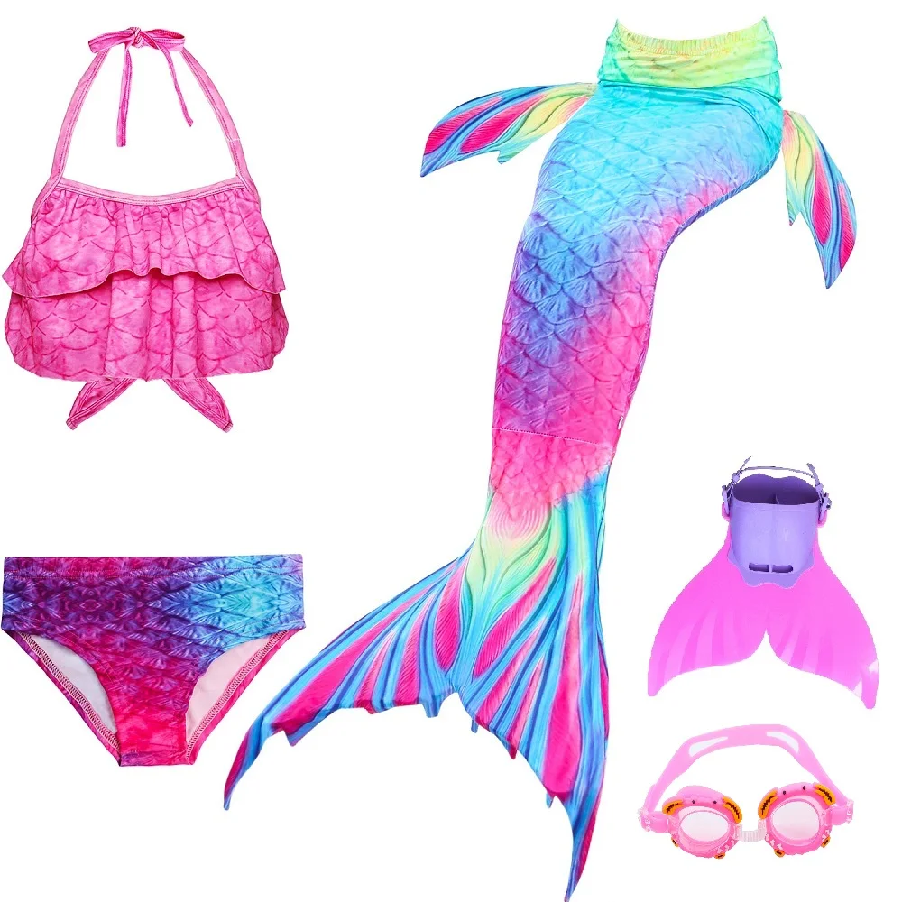 Hot Girls Mermaid Tail With Monofin For Swim Mermaid Swimsuit Mermaid Dress Swimsuit Bikini cosplay costume - Color: DH95 set 3