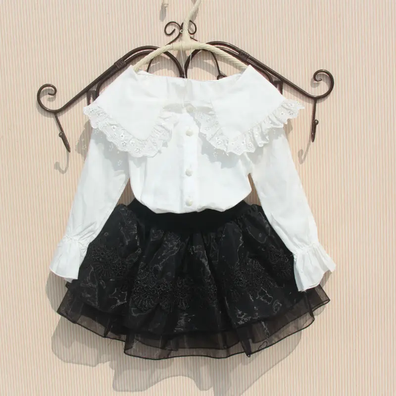 Blusa blanca de para niñas, camisa de larga para niños de 3 14 años, primavera y otoño - AliExpress Madre y