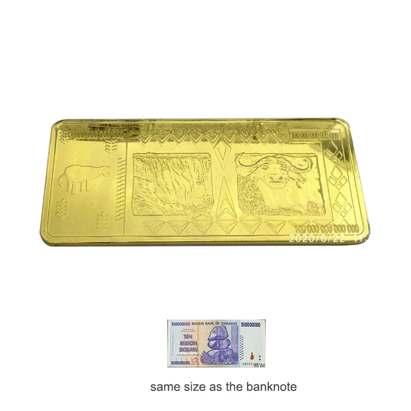 Самые большие в мире банкноты с надписью Зимбабве сувенирные Серебристые 100