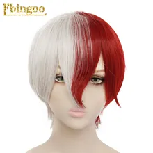 Ebingoo, My Hero Academy Boku no Hiro Akademia шото Тодороки Shouto, белый и красный синтетический парик для косплея+ парик, шапка