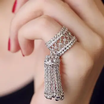 

brass base zircon tassel ring women accessories