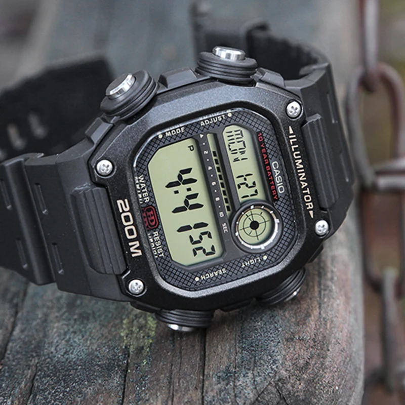 Casio DW-291HX-5AV Orologio Digitale Uomo Al Quarzo Con Cinturino In Resina Extra Lungo - 200m, 10 Anni Batteria