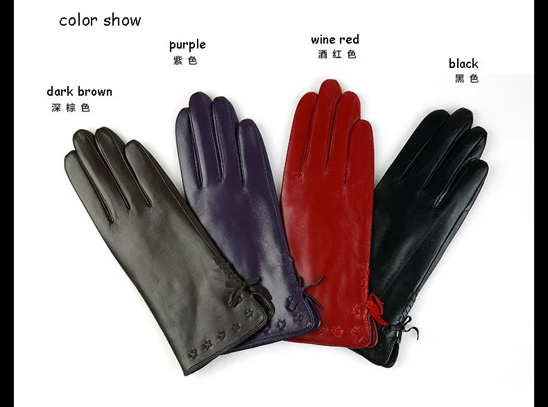 KLSS брендовые кожаные женские перчатки зимние Бархатные высококачественные перчатки из козьей кожи Модные трендовые женские перчатки из овечьей кожи 2317