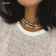 SHIXIN Boho цветное колье-чокер для женщин модное Радужное корейское ожерелье этническое украшение воротника на шею колье