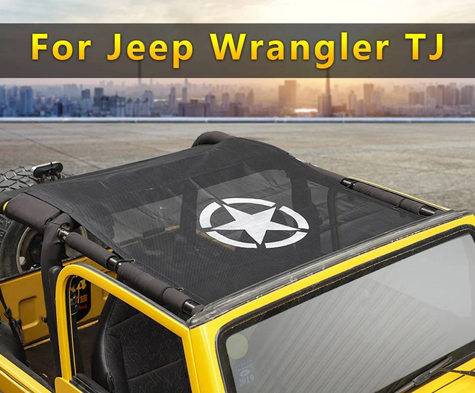 1SHINEKA Car Covers for Jeep wrangler tj 1997-2006 Top Sunshade Mesh Car Cover Roof Trunk UV Proof Protection Net for wrangler TJ