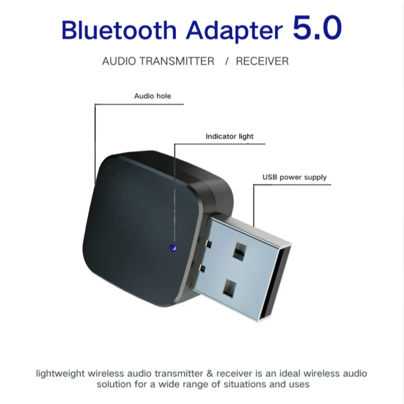 Bluetooth5.0 передатчик приемник 2-в-1 мини 3,5 мм AUX Стерео Беспроводной адаптер для автомобильного аудио Bluetooth передатчик для ТВ
