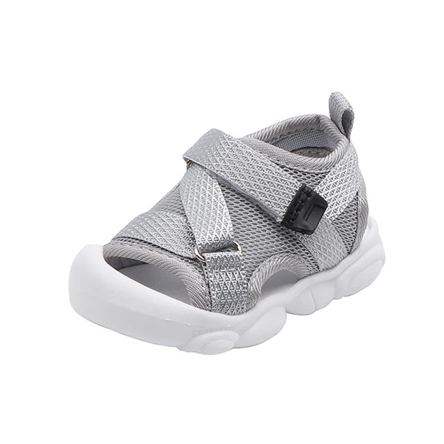 Summer Toddler Sandals Baby Girl Shoes Solid Color Net Cloth Breathable Boys Sneakers Kids Infant Sport Girls Sandals SYJ035 SYJ035Grey