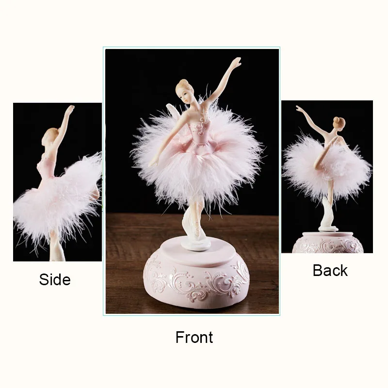 

Elegant Ballerina Dancing Girl Music Box Swan Lake Carousel Feather Musical Box Wedding Birthday Gift for Girls Valentine's Day