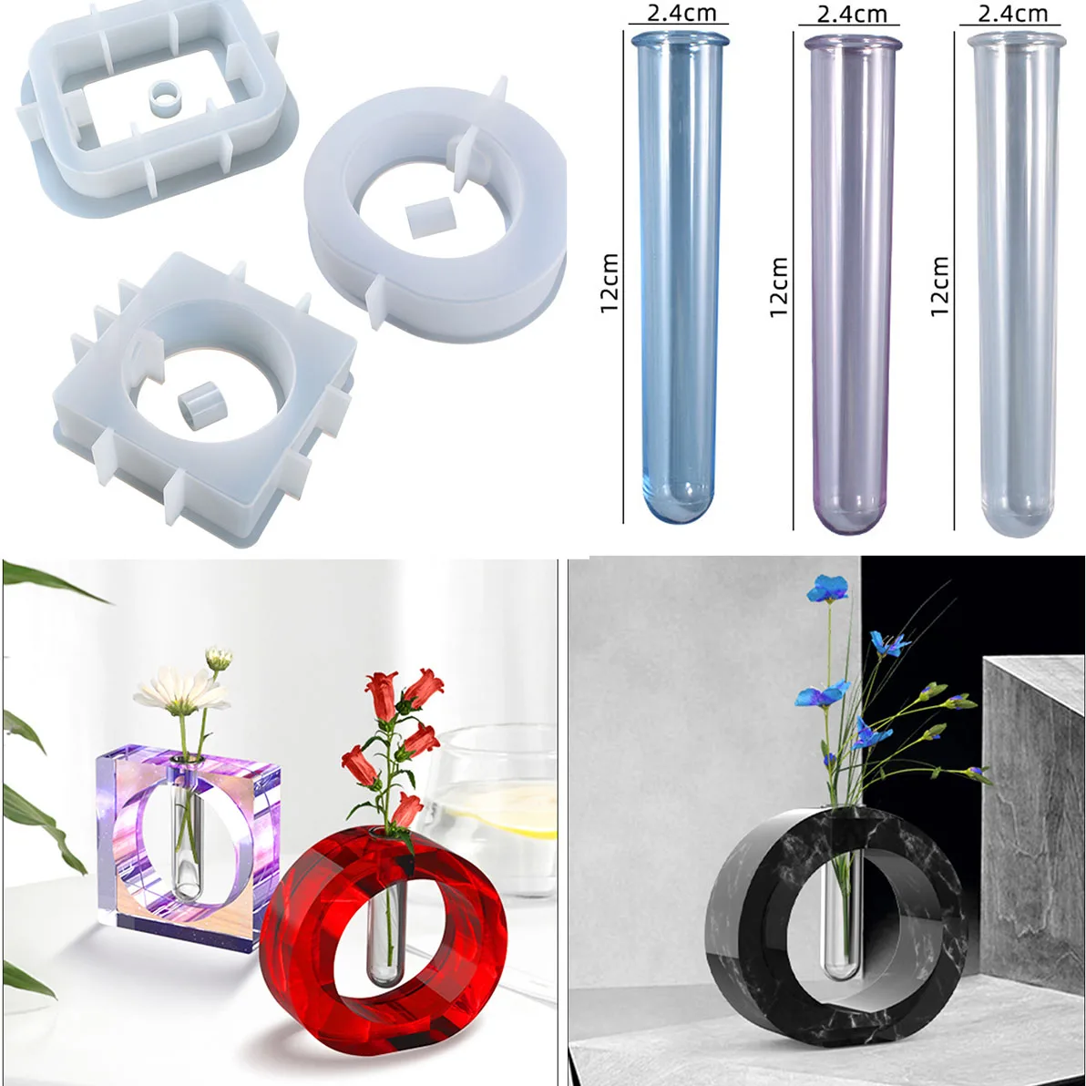 5pcs Plant Incubator for Hydroponic Flower Acrylic Test Tubes for Concrete Plaster Cement Test Tubes Pot DIY Craft Supplies