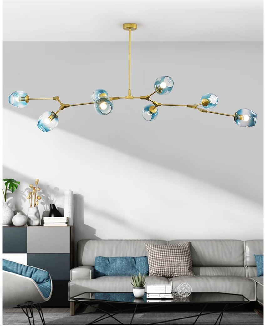 Modern Chandelier LED Living Room Villa Clothing Trend Indoor Chandelier Lighting Molecule Glass Ball Bedroom Lustres De Teto