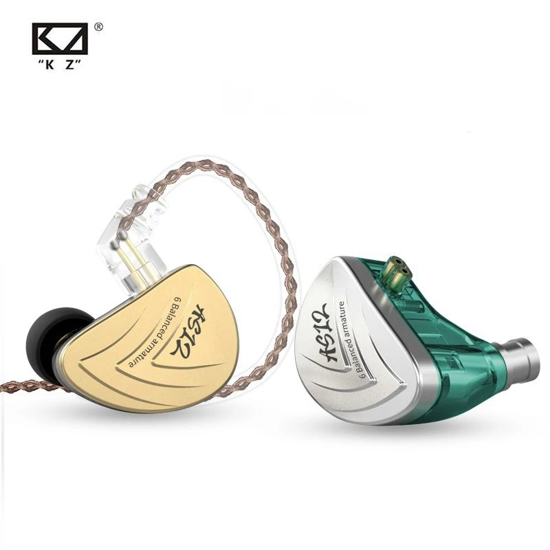 

KZ AS12 12BA 3.5mm Wired Earphone Balanced Armature Drives HIFI Heavy Bass Metal Monitor Level Music Headset with HD Mic