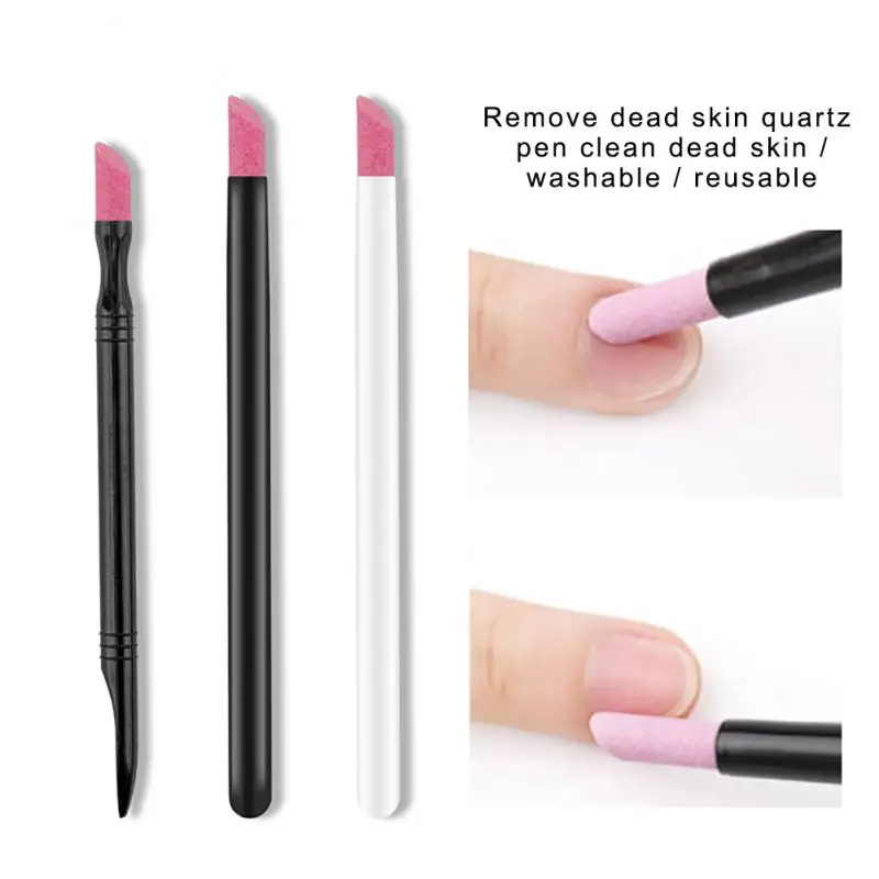 3 Pcs Quartz Grinding Pen Nail Cuticle Remover Dead Skin Pusher Nail Polish Manicure Stick Pens Cuticle Pushers Art Tools
