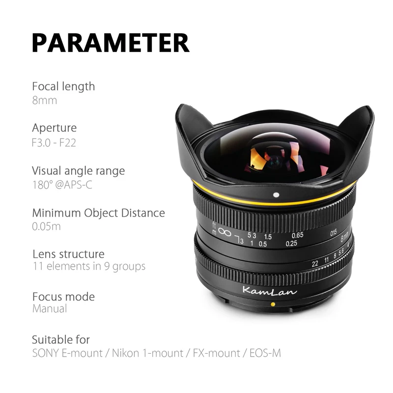 KAMLAN 8mm F3.0 魚眼レンズ Kamlan 8mm F3.0 Fisheye Review, Specs, & Sample Images