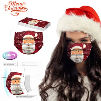산타 클로스 크리스마스 마스크 인쇄 일회용 마스크 여자 할로윈 얼굴 마스크 성인 크리스마스 Navidad 얼굴 마스크 масеа Masque 마스카라
