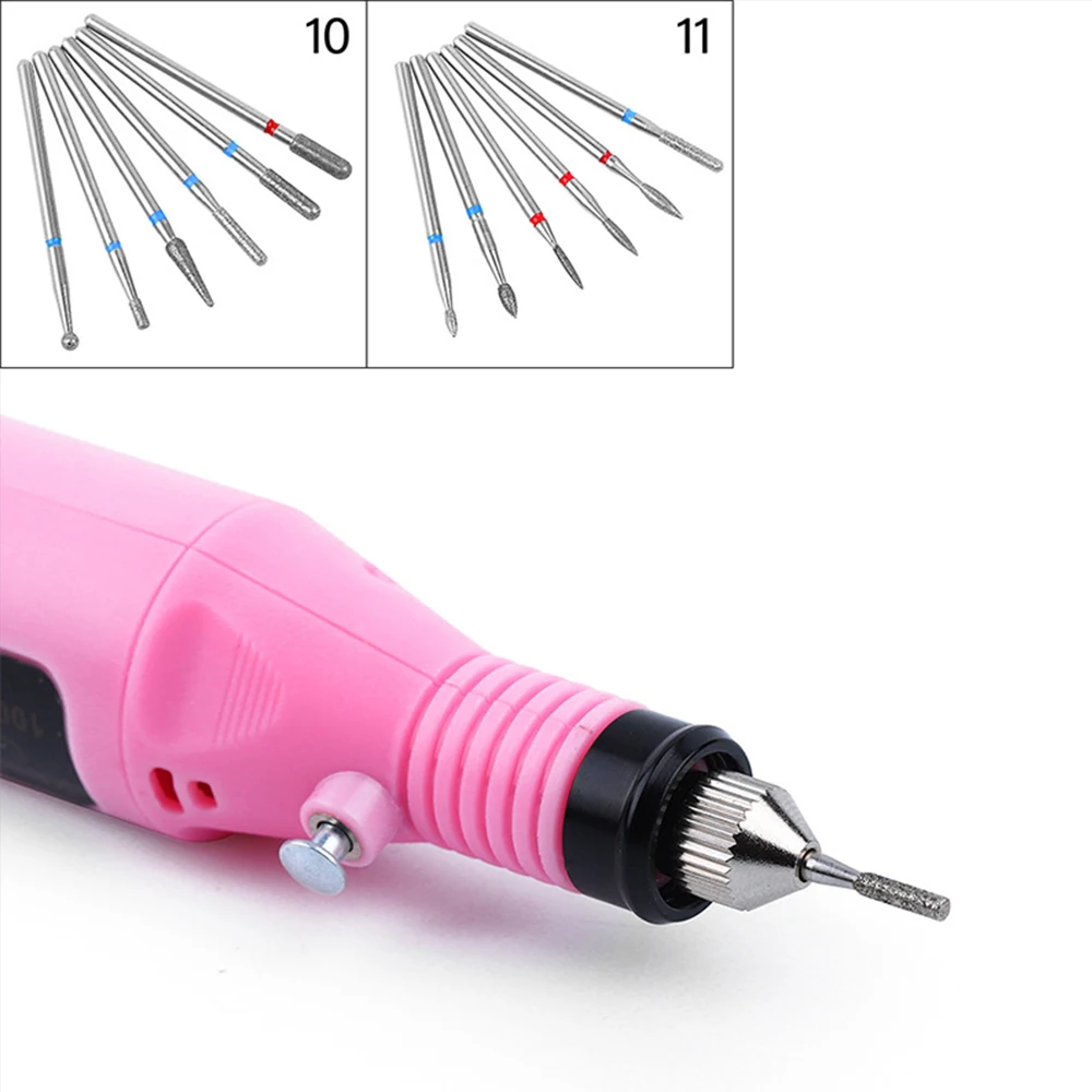 6 Pcs/Set Nail Drill Bits Diamond Burr Nail Drill Bit File For Manicure 3/32" Milling Cutter Pedicure Gel Nail Art Tools Files