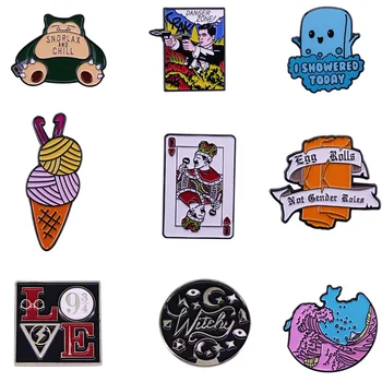

20pcs/lot J1524 Geekcoco Enamel Pin Cartoon Character Brooch Collection Cute Metal Lapel Badge Brooches for Women Men Jewelry