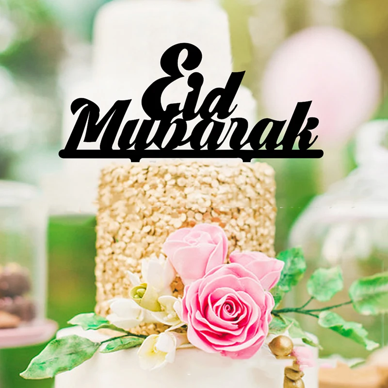 

Cake Topper Holiday Islamic Eid Mubarak Acrylic Dessert For Wedding Party Decor