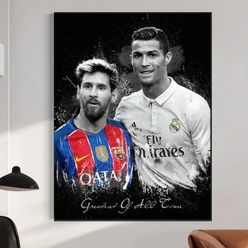 Lionel Messi and Cristiano Ronaldo Artwork Printed on Canvas 4