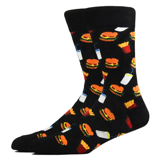 Burger Pizza Sushi Males Socks Fashion Cute Series Korean Harajuku Cartoon Funny Women Happy Cotton Cool Middle Tube Socks HK11024-4