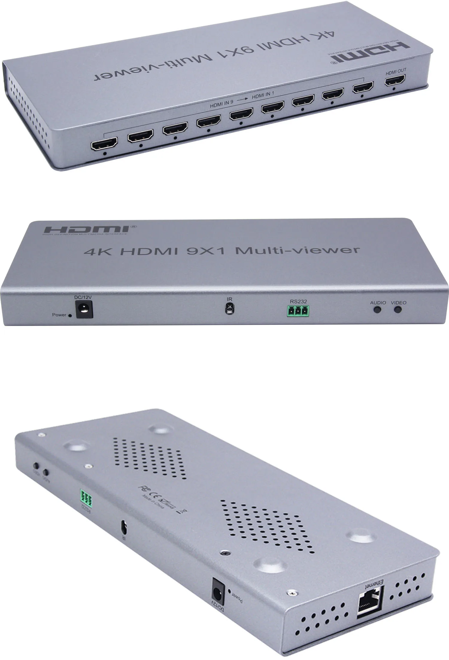 4K HDMI multi-просмотра 9x1 изображение в картинке Переключатель HDMI Quad HDTV дисплей 9 в 1 выход бесшовный переключатель фото сплиттер делитель