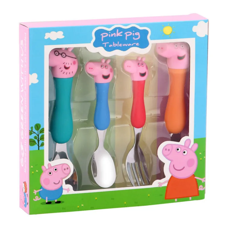Peppa Pig мультфильм аниме столовые приборы набор игрушек Детская вилка ложка Джордж