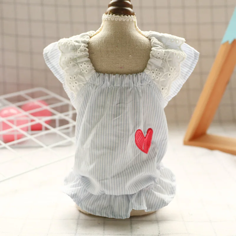 

Sweet Pet Clothing Spring Summer Super Thin Blue And White Stripe Dog Clothes For Dogs Fresh Style Cotton Cat Shirt Pets Apparel