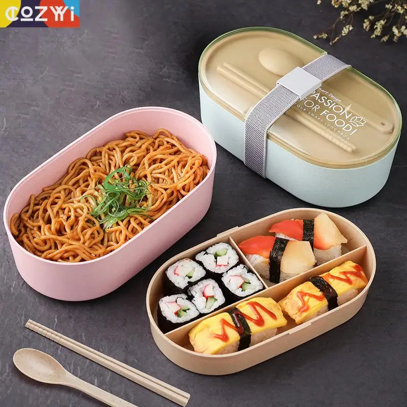 

New Design Wheat Stalk Lunch Box Portable Bento Box Outdoor School Office Dinnerware Single Deck Lunchbox