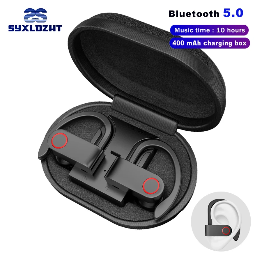 Comprar Auriculares inalámbricos Bluetooth para deportes TWS Auriculares auriculares estéreo con gancho auriculares IPX5 impermeables con micrófono