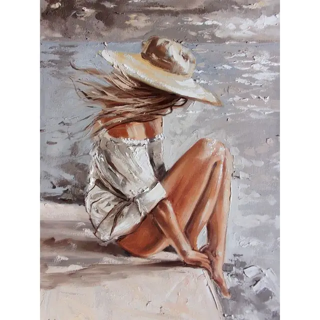 GATYZTORY DIY Painting By Numbers Girl in White Figure Picture HandPainted Oil Painting Acrylic Painting Unique Gift Home Decora 9912785