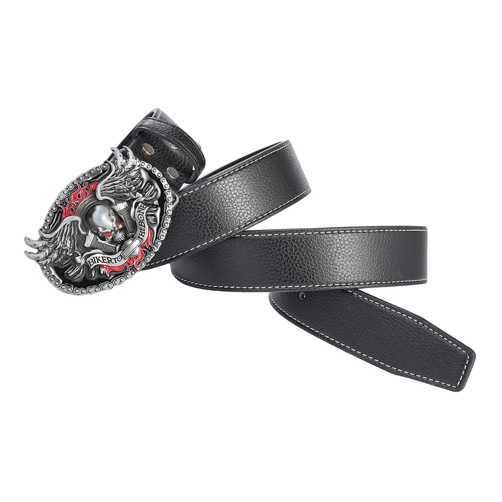 Retro Style Men Cowboy Leather Belt Hip Hop w/ Gothic Belt Buckle 120cm Pattern western style belts 