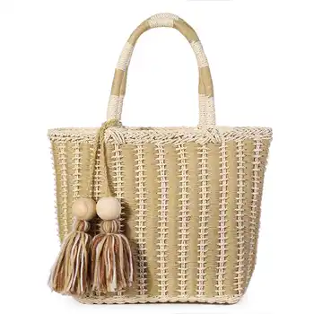 

2020 New Women Tassel Straw Bag Hand-woven Shoulder bag Fashion Seaside Vacation Designer Handbag Rattan bags Travel Beach Bag