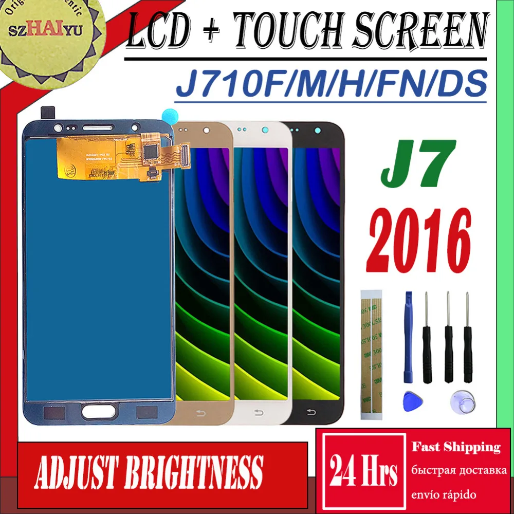 ЖК дисплей и сенсорный экран для Samsung Galaxy J7 2016 J710 с регулировкой яркости J7100H J710FN