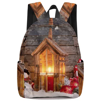 

Christmas Snowman Gife Backpack Interior Key Chain Holder Luxury Backpack Arcuate Shoulder Strap
