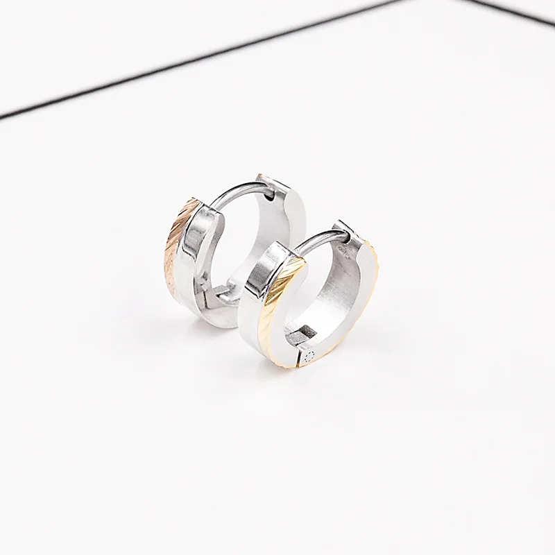 

Stainless Steel Europe And America Men's WOMEN'S Black Wide Ear Clip Titanium Steel Electroplated Two-color Selectable Ear Stud