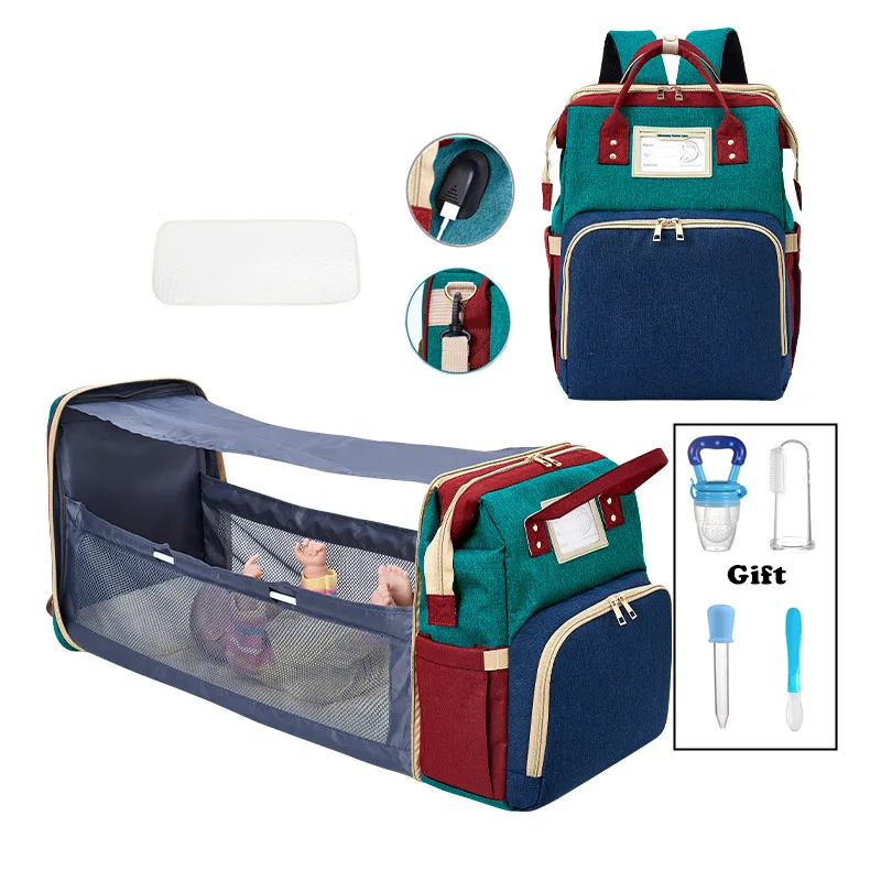 

Multi-Function Large-Capacity Folding Crib Diaper Bag Shoulder Nappy Pocket Portable Mother's Backpack Bed For Infant Newborn