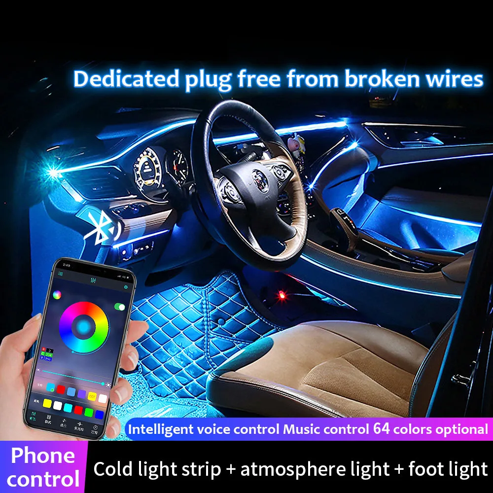 Module 12 LED RGB intérieur voiture télécommande plafonnier
