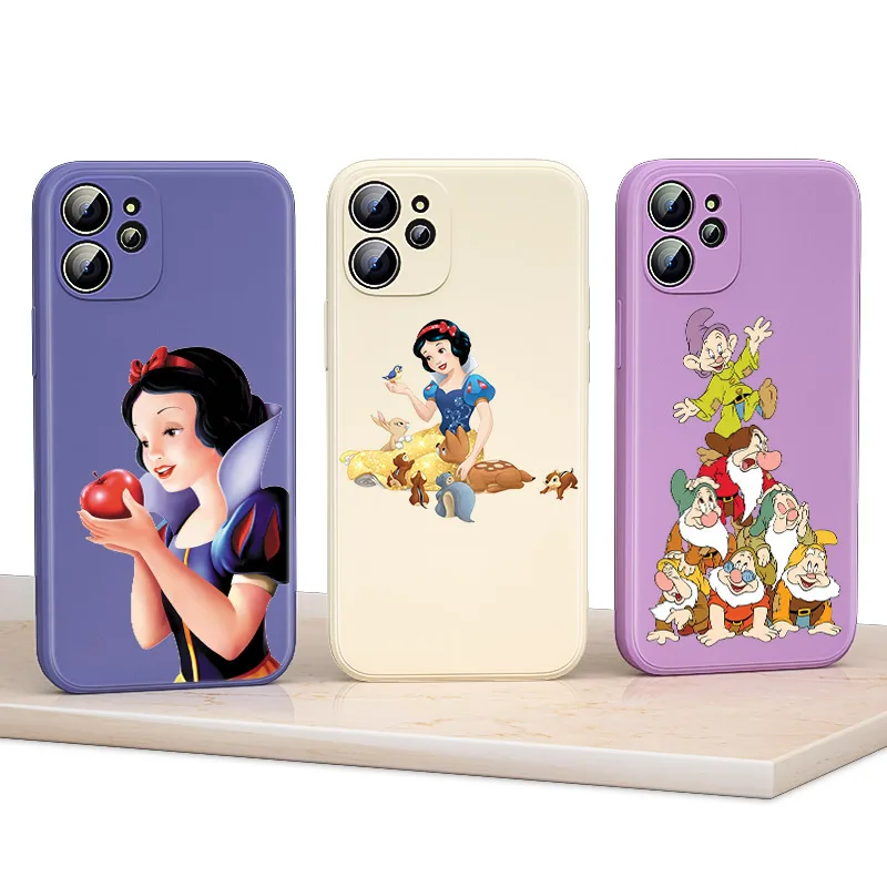 Snow White Princess Liquid Silicone Soft Cover For Apple IPhone 13 12 Mini 11 Pro XS MAX XR X 8 7 6 SE Plus Phone Case | Мобильные