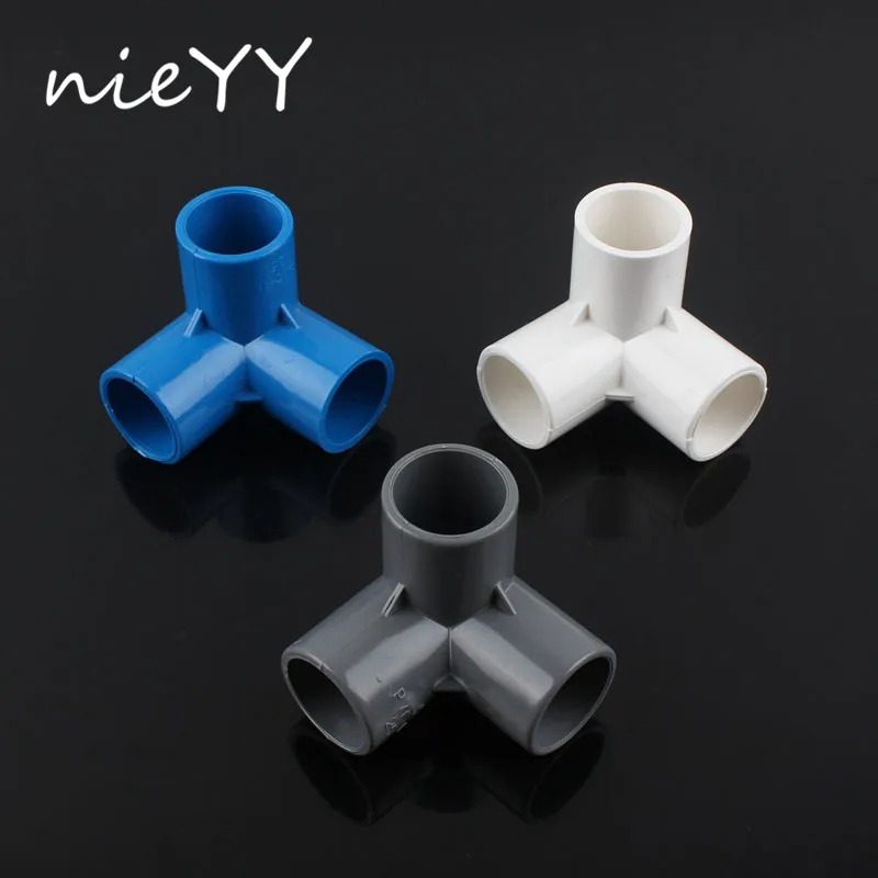 

2pc PVC 25mm Three-dimensional 3D Water Pipe Connector 3 Way Stereo Joint Tube Adapter Garden Irrigation Fitting DIY Shelf Joint