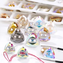 

10MM 5/10Pcs Triangle Buttons Two Holes Sewn Rhinestone Diy Crafts Accessories Needlework Beads Trilliant Stone For Clothing