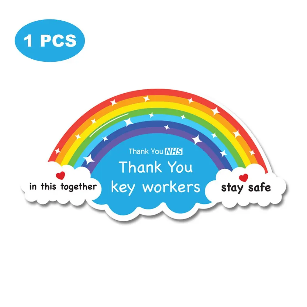 Яркие радужные наклейки с надписью Thank You NHS 1 шт. для оформления окон магазина и