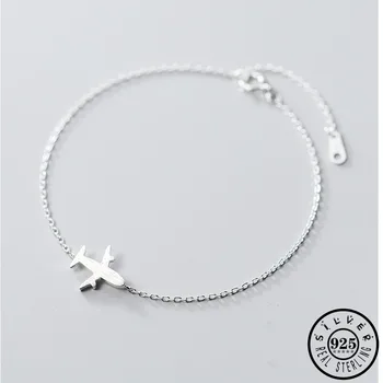 

100% 925 Sterling Silver Airplane Shape Statement Link Chain Party Hand Charm Bracelets Gifts Fine Jewelry for Women Girls