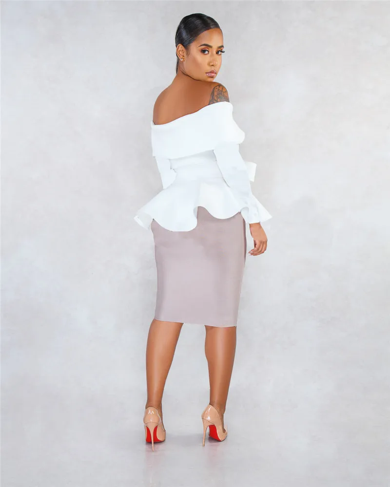 Off на плечо Peplum Топ Для женщин куртка пальто