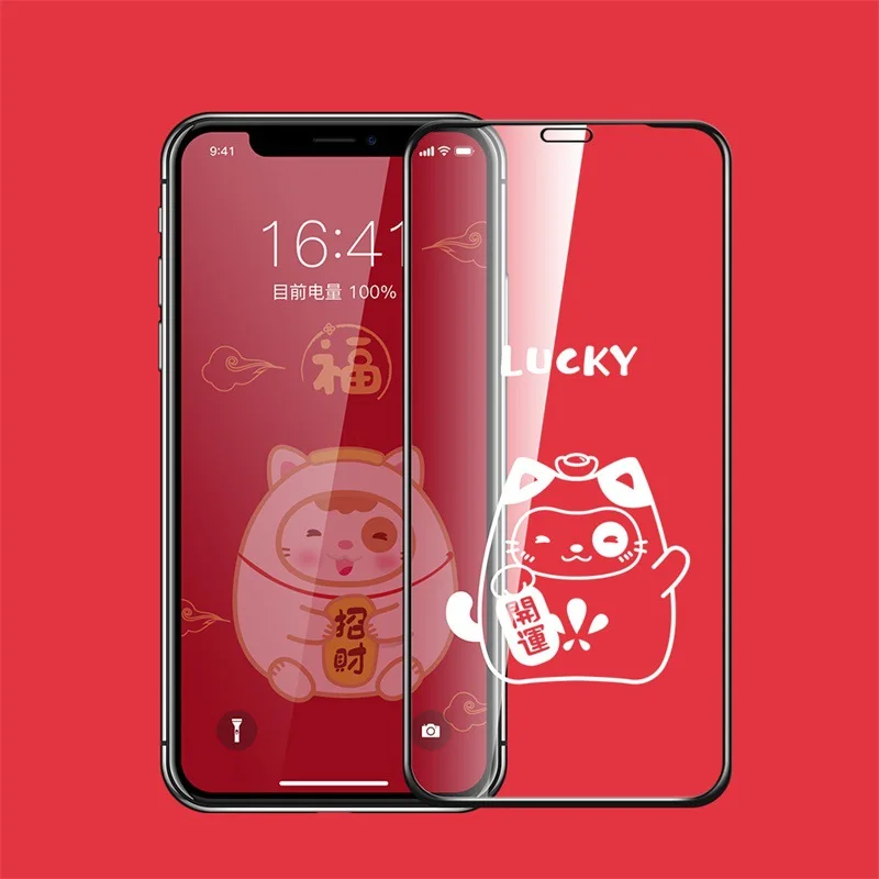 Мультяшная защитная пленка из закаленного стекла для iPhone 11 11 Pro 11 Pro MAX декоративная защитная пленка