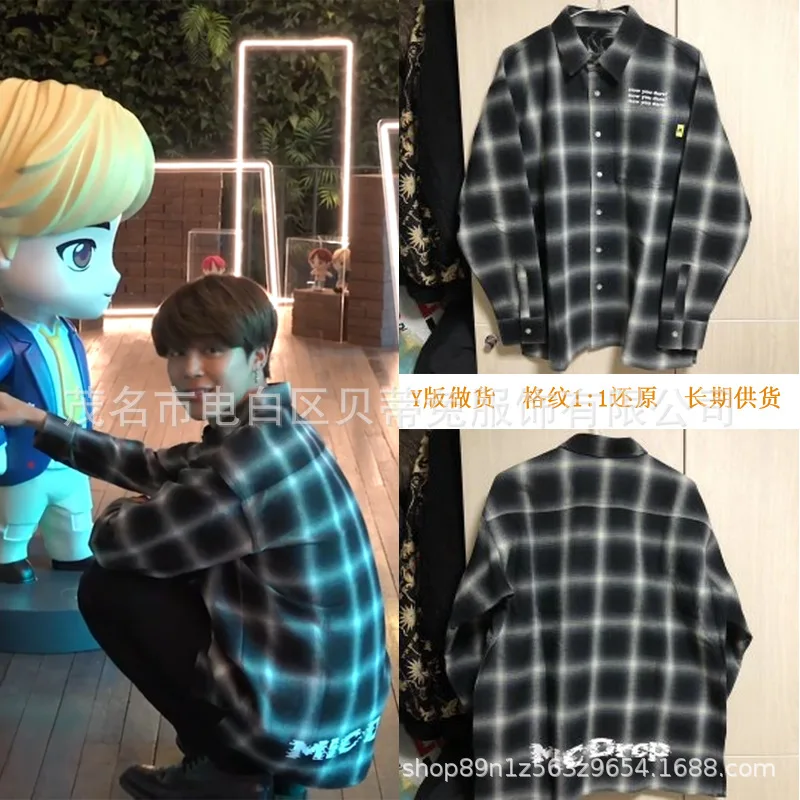 Park JiMin Bangtan Boys Plaid Shirt Top 