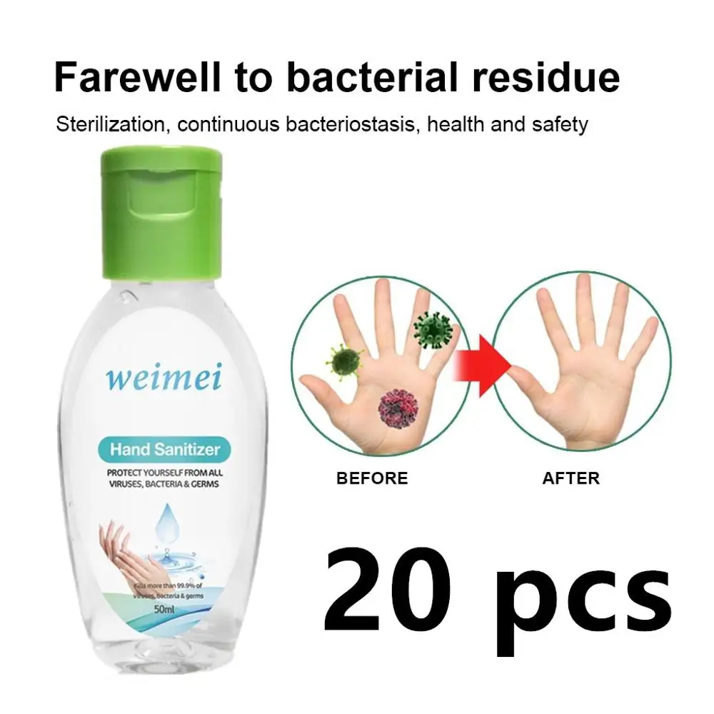 

In Stock 20 pcs No-wash Hand Sanitizer Portable Quick-drying Press Hand Sanitizer Soothing Gel 50 ML