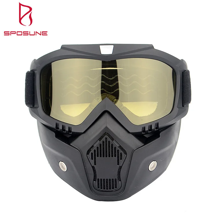 Мотоциклетные очки кросс-шлем с флагом очки защита от ветра и Галлей очки маска для глаз очки для лыжников очки - Цвет: Frame-Yellow Film