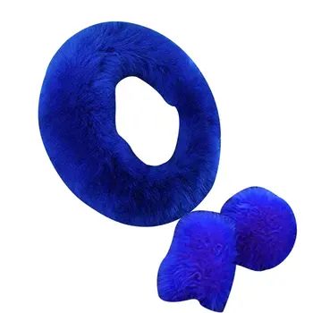 

Soft Plush Spring Steering Wheel Cover Kit With Stop Lever Hand Brake Wool Cover Winter Warm Auto Car Interior Accessory