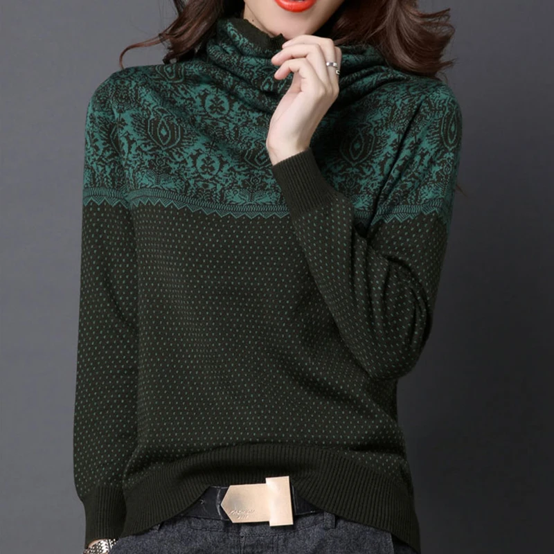 Женский пуловер с высоким воротом, осень, женский свитер в полоску контрастного цвета, зимняя одежда с длинным рукавом, трикотажная эластичная женская одежда