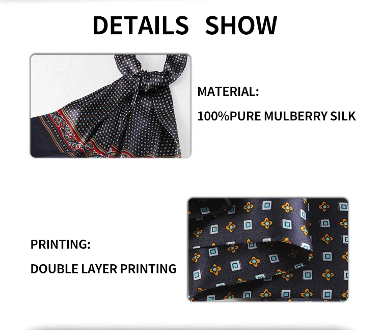 Men's 100% Real Silk Scarf Double Layer Long Neckerchief Office Cravat Blue Black Red Grey Brown men wearing scarves